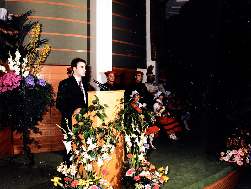 Pablo Laso, en el pregón de las fiestas de San Prudencio de 1992